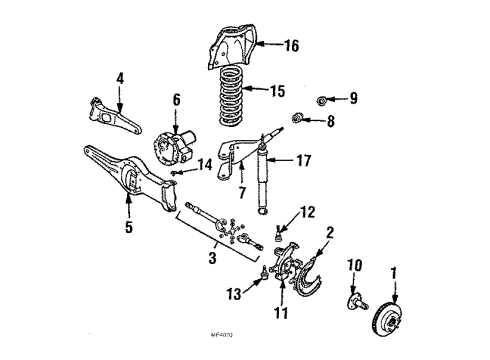 1990 Ford Bronco II Front Suspension Components, Carrier & Front Axles, Stabilizer Bar Stabilizer Link Retainer Diagram for FOTZ-5486-C