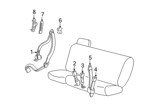 2004 Ford Excursion Seat Belt Latch Diagram for 1C3Z-2561203-BAC