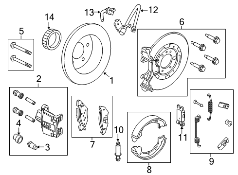 2004 Ford Crown Victoria Parking Brake Rear Pads Diagram for 2W1Z-2200-AA