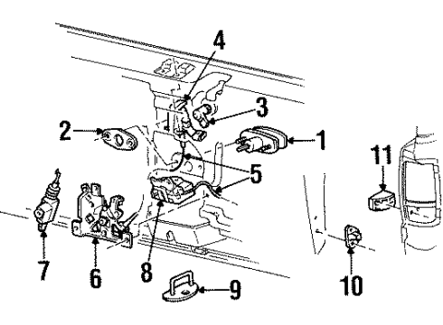 2000 Lincoln Navigator Lift Gate Striker Diagram for F75Z-78404A42-AB