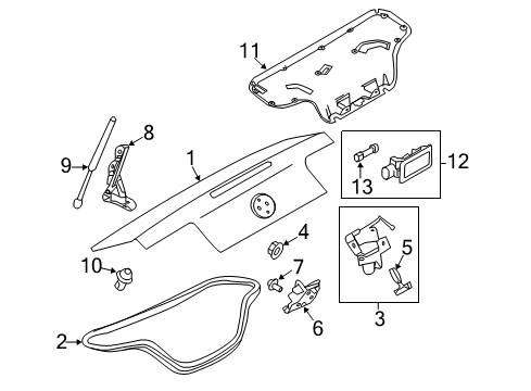 2011 Ford Mustang Trunk Latch Nut Diagram for -W711470-S424