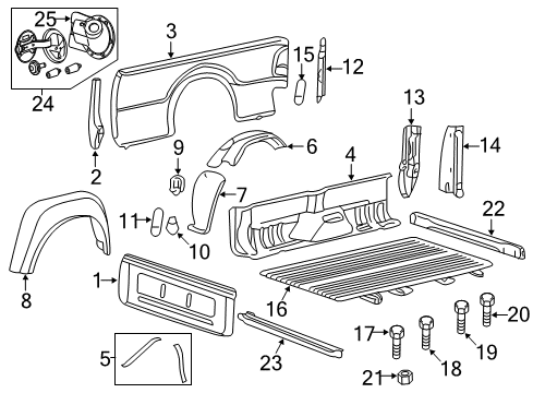 2007 Ford F-250 Super Duty Front & Side Panels Floor Pan Diagram for BC3Z-9911215-A