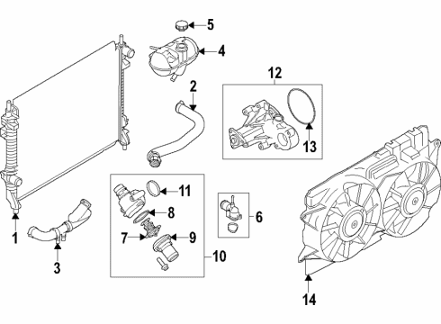 2020 Ford Mustang Cooling System, Radiator, Water Pump, Cooling Fan Thermostat Diagram for BR3Z-8575-D