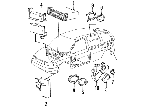 1995 Ford Windstar Sound System Speaker Bracket Diagram for F58Z18963A