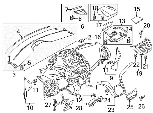 2013 Ford C-Max Instrument Panel Components Top Panel Clip Diagram for -W700970-S424