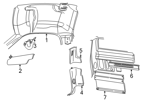 2000 Ford F-150 Interior Trim - Cab Back Panel Diagram for XL3Z-1540374-AAB