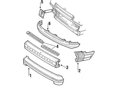 1987 Ford Tempo Front Bumper End Plug Diagram for 56912-S58-
