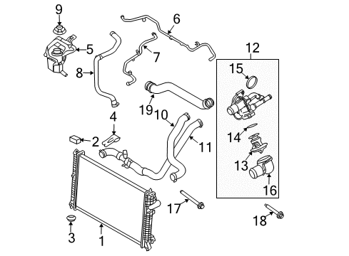 2012 Ford Fusion Cooling System - Hybrid Component Reservoir Diagram for BE5Z-8A080-C