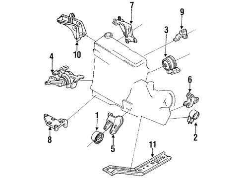 1994 Ford Escort Engine & Trans Mounting Insulator Diagram for F5CZ6038A