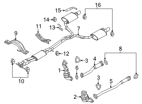 2013 Ford Explorer Exhaust Components Front Hanger Diagram for BB5Z-5A204-A