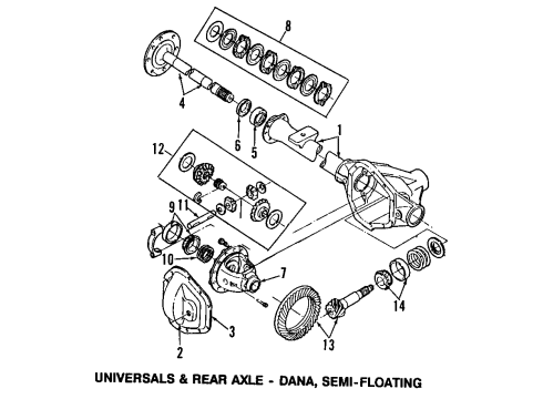 1994 Ford E-350 Econoline Club Wagon Rear Axle, Differential, Propeller Shaft Gear Kit Diagram for E2UZ-4215-A