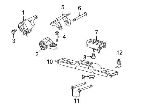 2010 Ford F-150 Engine & Trans Mounting Transmission Crossmember Nut Diagram for -N811623-S439