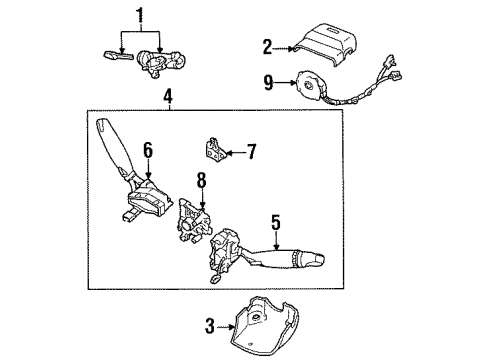 1997 Mercury Tracer Shroud, Switches & Levers Switch Assembly Diagram for F7CZ-13341-AA