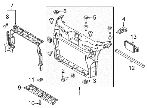 2014 Ford Police Interceptor Utility Radiator Support Radiator Support Diagram for EB5Z-16138-A