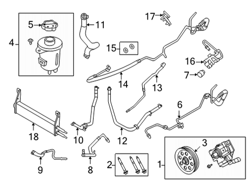 2021 Ford F-350 Super Duty P/S Pump & Hoses, Steering Gear & Linkage Pulley Diagram for BC3Z-3A733-A