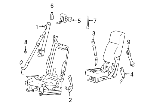 2008 Ford F-150 Front Seat Belts Retractor Assembly Diagram for 7L3Z-18611B09-AB
