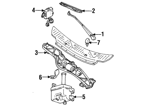 1995 Mercury Villager Wiper & Washer Components Wiper Arm Diagram for F3XY-17526-D
