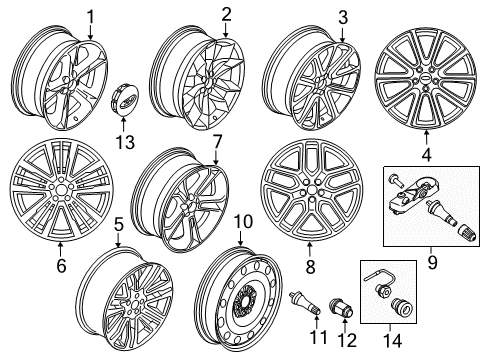 2016 Ford Police Interceptor Utility Wheels Wheel, Alloy Diagram for FB5Z-1007-E
