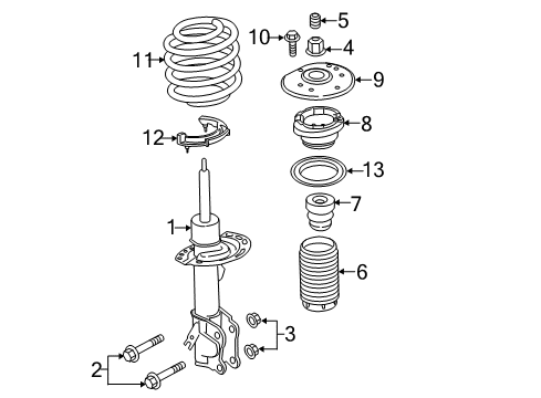 2014 Ford Fusion Struts & Components - Front Top Nut Cover Diagram for DG9Z-18A179-A