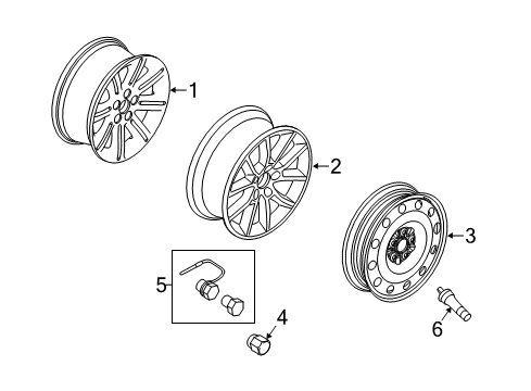2010 Ford Flex Wheels Wheel, Alloy Diagram for BA8Z-1007-B