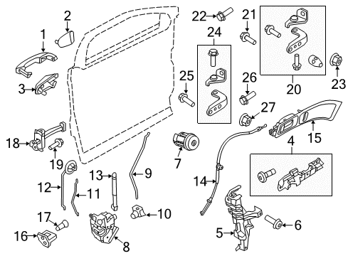 2017 Ford Explorer Front Door - Lock & Hardware Handle, Outside Diagram for BB5Z-7822404-AA