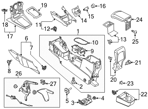 2015 Ford Fiesta Center Console Console Base Screw Diagram for -W506962-S424