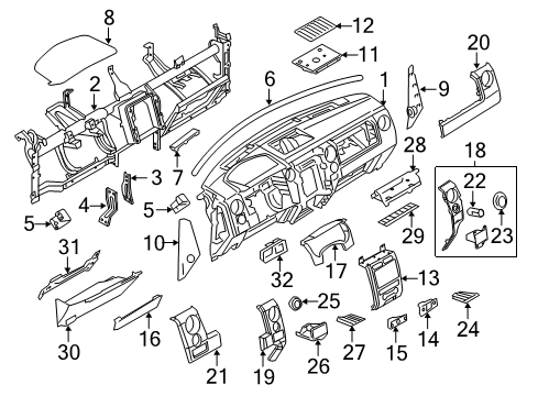 2013 Ford F-150 Instrument Panel Lower Molding Diagram for DL3Z-15046B32-CB