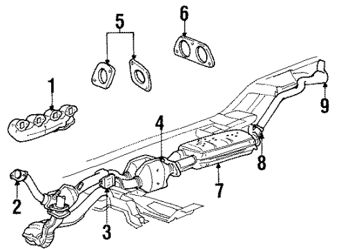 2001 Mercury Mountaineer Exhaust Manifold Manifold Diagram for XL2Z-9430-CA