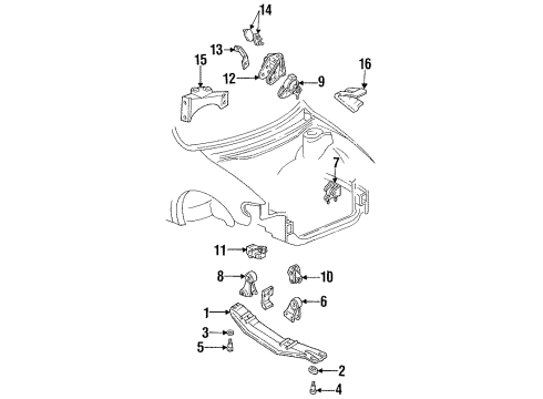 1996 Mercury Villager Engine & Trans Mounting Insulator Bracket Diagram for F3XY6028A