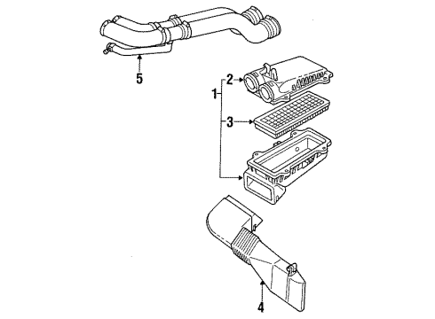 1997 Ford F-250 HD Air Intake Air Cleaner Assembly Diagram for F7TZ-9600-BF