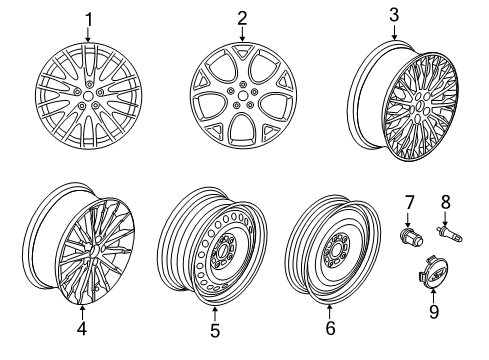 2017 Ford Focus Wheels, Covers & Trim Wheel, Alloy Diagram for DM5Z-1007-A