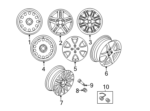 2003 Ford Focus Wheels Wheel Nut Diagram for YS4Z-1012-CA