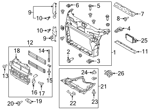 2016 Ford Explorer Radiator Support Radiator Support Diagram for FB5Z-16138-A