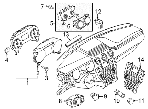 2015 Ford Mustang Switches Cluster Lens Screw Diagram for -W713306-S424