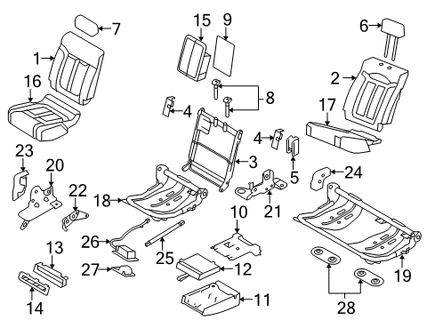2011 Ford F-150 Rear Seat Components Cushion Cover Diagram for AL3Z-1663805-DB