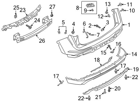 2022 Lincoln Corsair Bumper & Components - Rear Trim Bezel Screw Diagram for -W502660-S450B