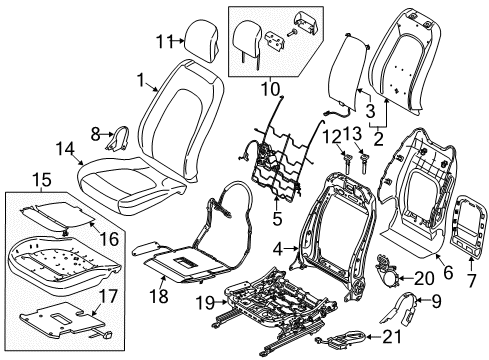 2019 Lincoln MKZ Front Seat Components Blower Assembly Diagram for DU5Z-19N550-E
