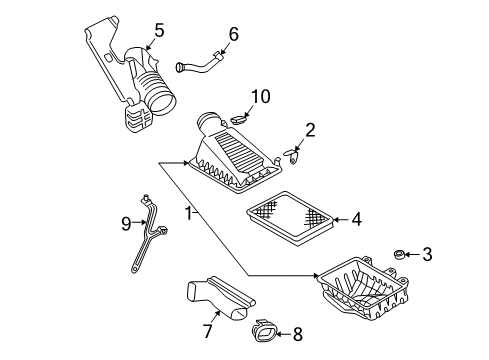 2003 Lincoln LS Filters Air Cleaner Assembly Diagram for 3W4Z-9600-BA
