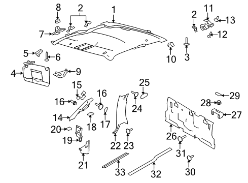 2014 Ford F-150 Interior Trim - Cab Sunvisor Diagram for CL3Z-1504105-EC