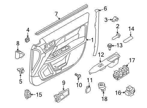 2011 Ford Fusion Interior Trim - Front Door Switch Bezel Diagram for AE5Z-5422634-BA