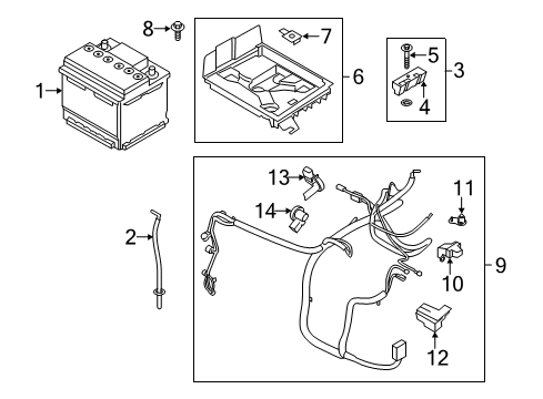 2013 Lincoln MKZ Battery Battery Tray Nut Diagram for -W711591-S439