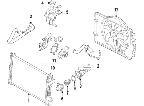 2008 Mercury Milan Cooling System, Radiator, Water Pump, Cooling Fan Water Pump Assembly Gasket Diagram for 5F9Z-8507-AB
