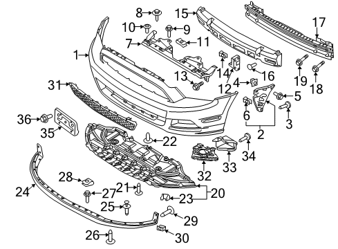 2013 Ford Mustang Front Bumper Side Shield Nut Diagram for -W711274-S439