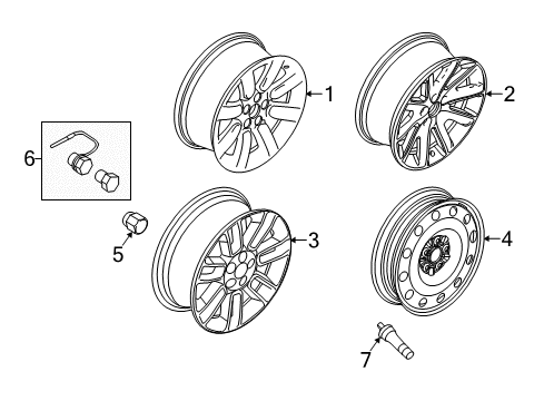 2010 Ford Flex Wheels Wheel, Alloy Diagram for 8A8Z-1007-B