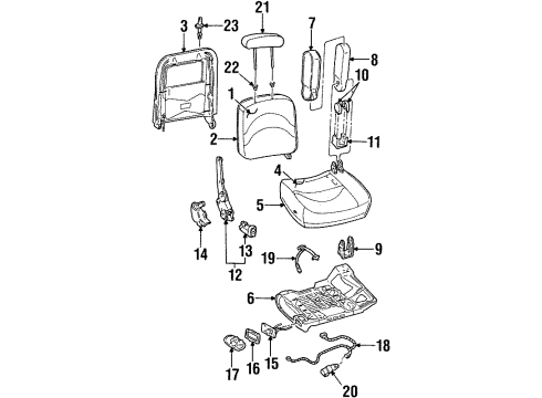 1995 Ford Crown Victoria Front Seat Components Control Switch Diagram for F5AZ-14A701-B