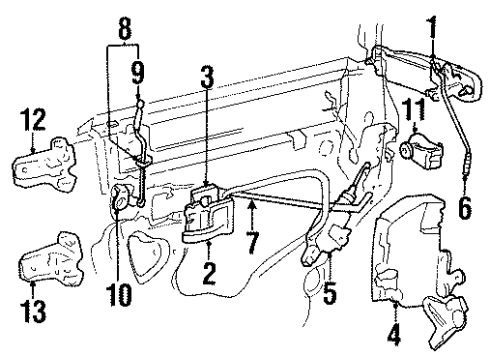 2002 Lincoln Town Car Rear Door Latch Diagram for 9W1Z-5426413-A