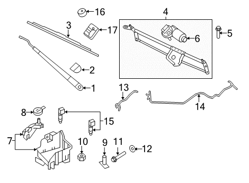 2017 Lincoln Navigator Wiper & Washer Components Rear Blade Diagram for 9L1Z-17528-C