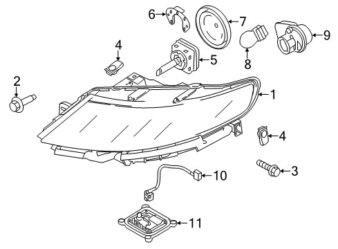 2011 Lincoln MKS Headlamps Module Diagram for 8A5Z-13K198-B