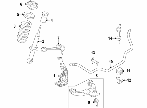 2020 Ford Expedition Suspension Components, Lower Control Arm, Upper Control Arm, Ride Control, Stabilizer Bar Upper Mount Diagram for FL1Z-18A099-B