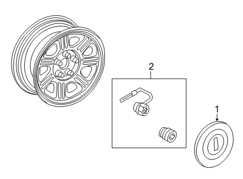 2002 Lincoln Blackwood Wheel Covers & Trim Wheel Cap Diagram for 2C6Z-1130-AA